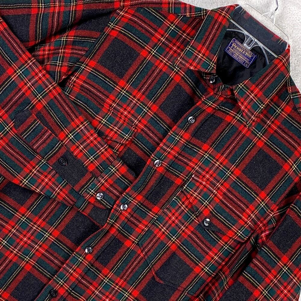 VTG Pendleton Board Shirt Mens 15 (S) Red Tartan Plaid Wool Lumberjack 60s USA
